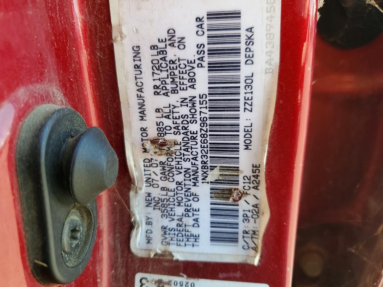 2008 Toyota Corolla S Красный vin: 1NXBR32E68Z967155