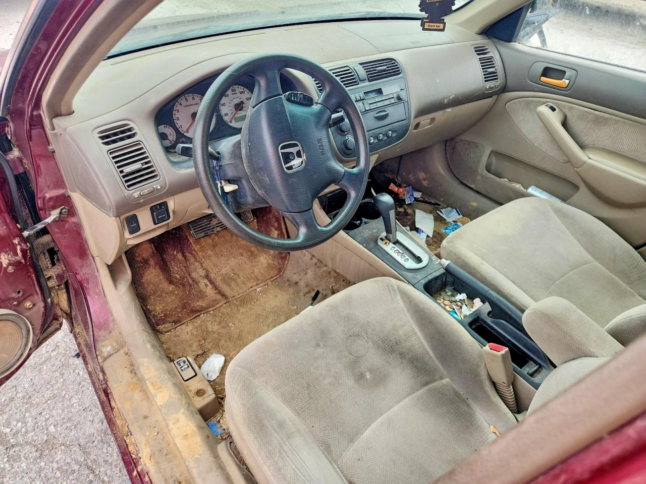 2002 Honda Civic Lx Темно-бордовый vin: 2HGES16672H520794