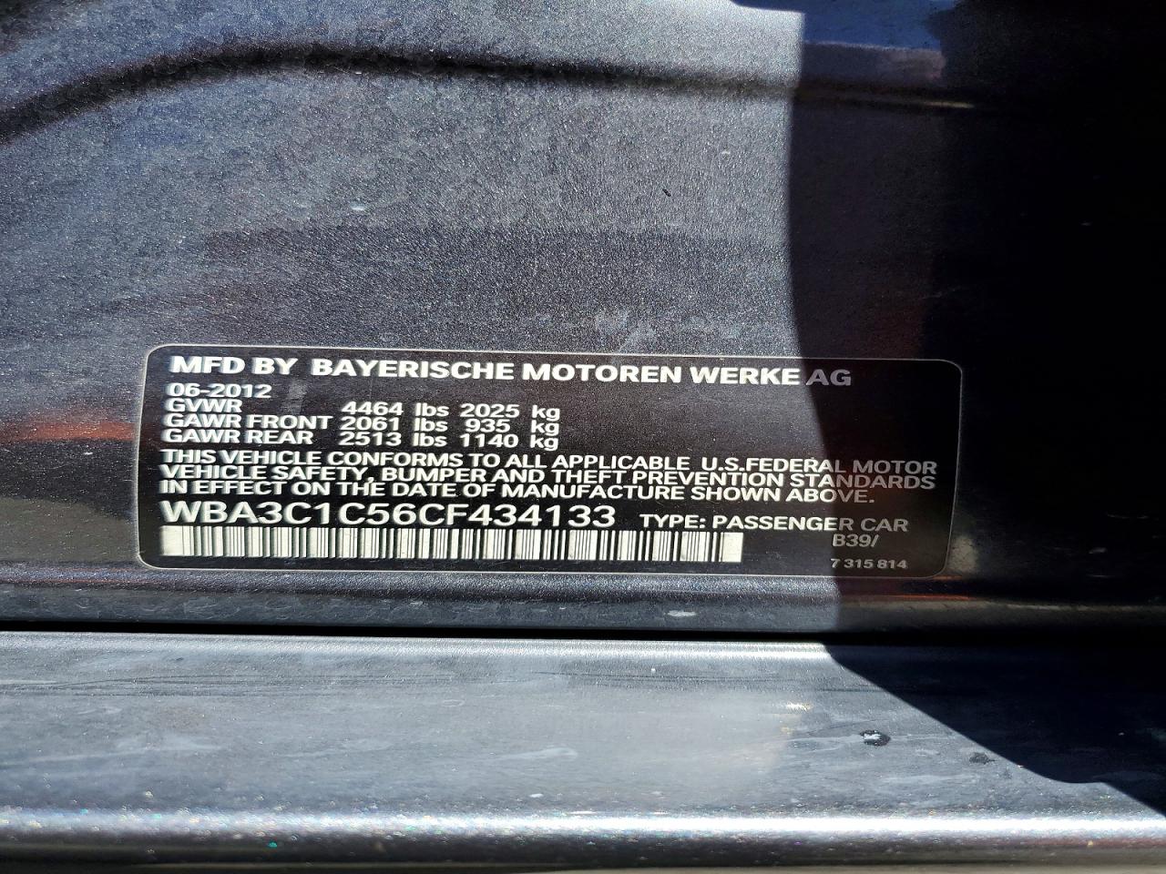 2012 Bmw 328 I Sulev Gray vin: WBA3C1C56CF434133