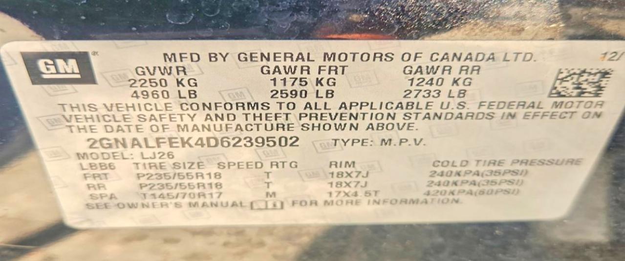 2013 Chevrolet Equinox Ltz Black vin: 2GNALFEK4D6239502
