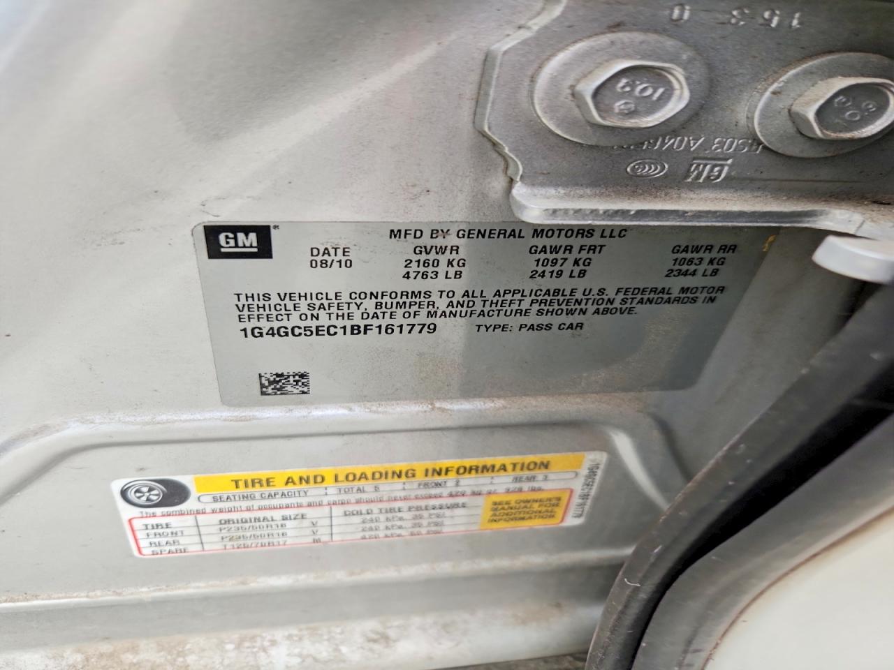 2011 Buick Lacrosse Cxl Silver vin: 1G4GC5EC1BF161779