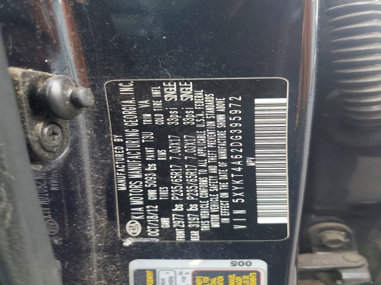2013 Kia Sorento Lx Синий vin: 5XYKT4A62DG395972