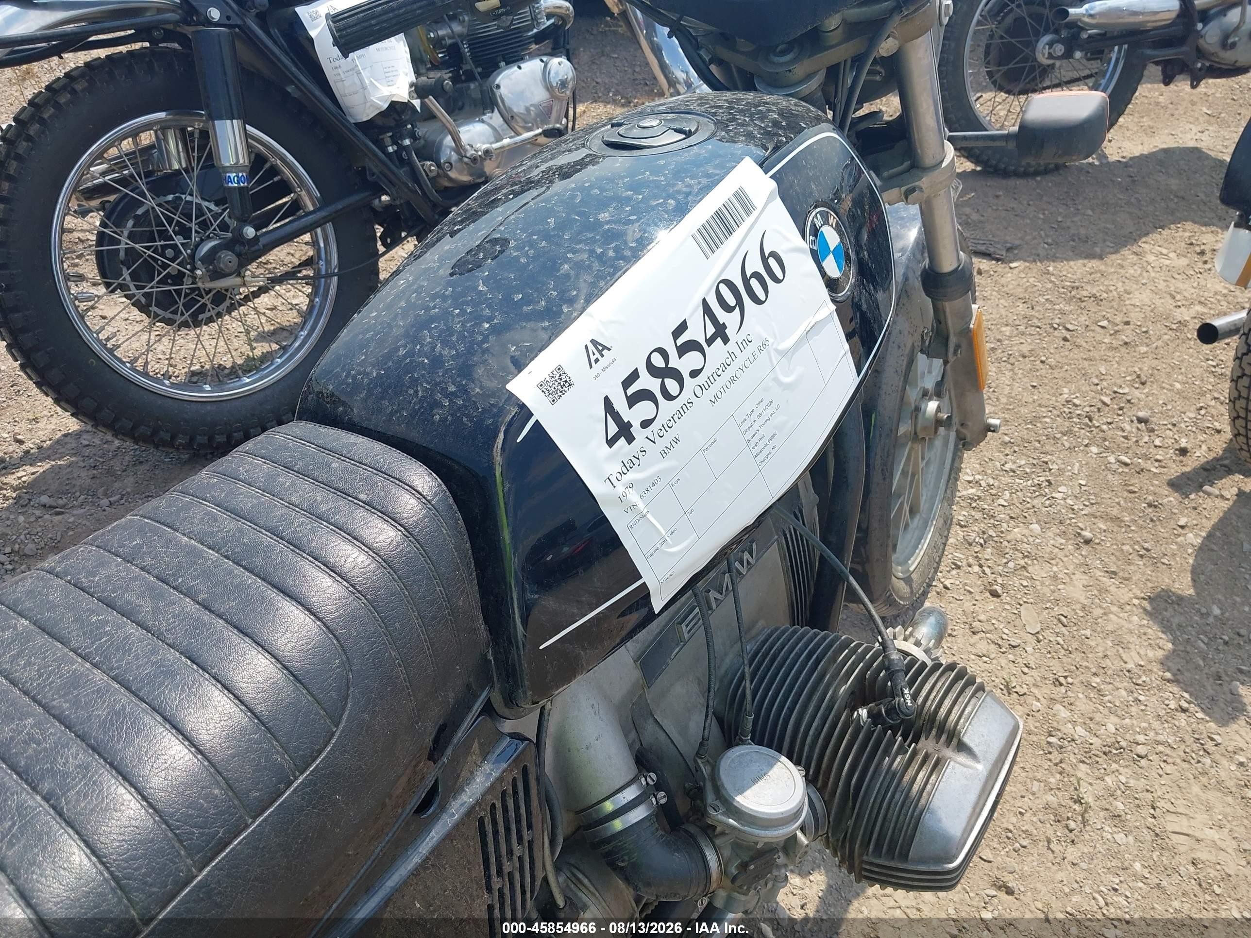 1979 Bmw Motorcycle R65 Black vin: 6381403