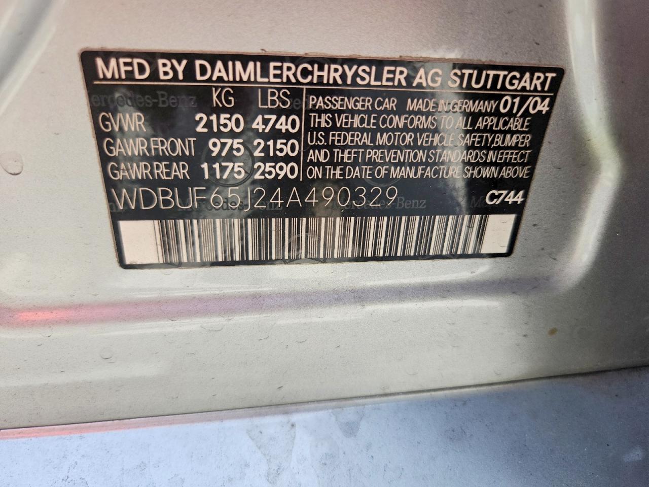 2004 Mercedes-benz E 320 Silver vin: WDBUF65J24A490329