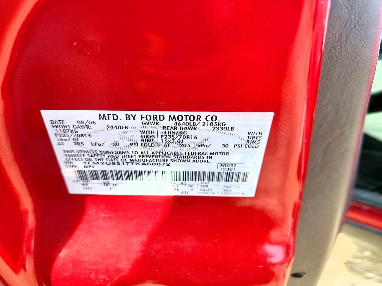 2007 Ford Escape Xlt Red vin: 1FMYU93177KA68872