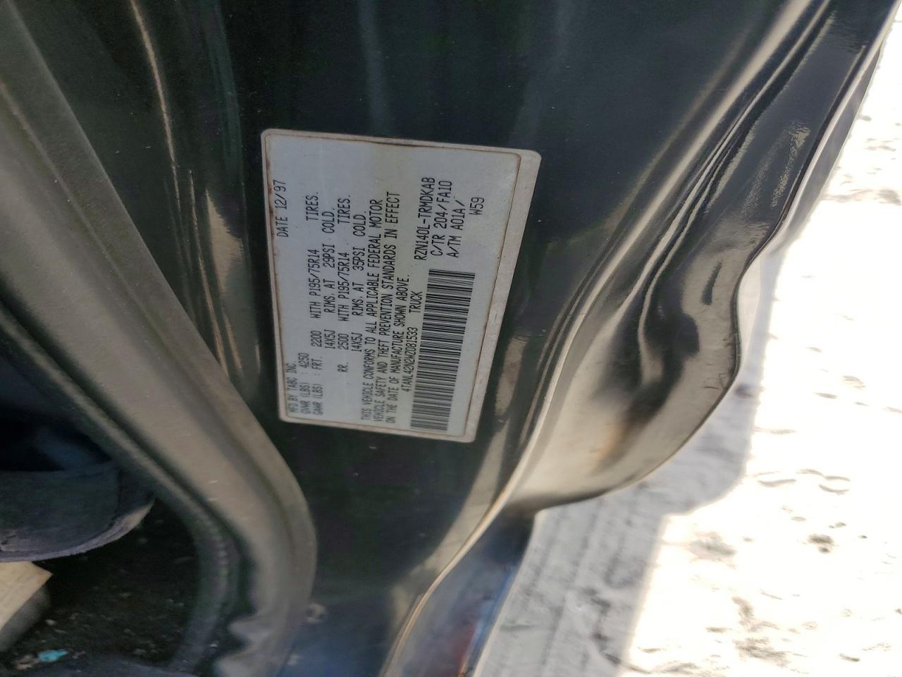 1998 Toyota Tacoma Base Black vin: 4TANL42N2WZ081533