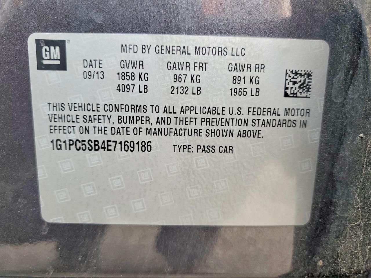 2014 Chevrolet Cruze Lt Gray vin: 1G1PC5SB4E7169186