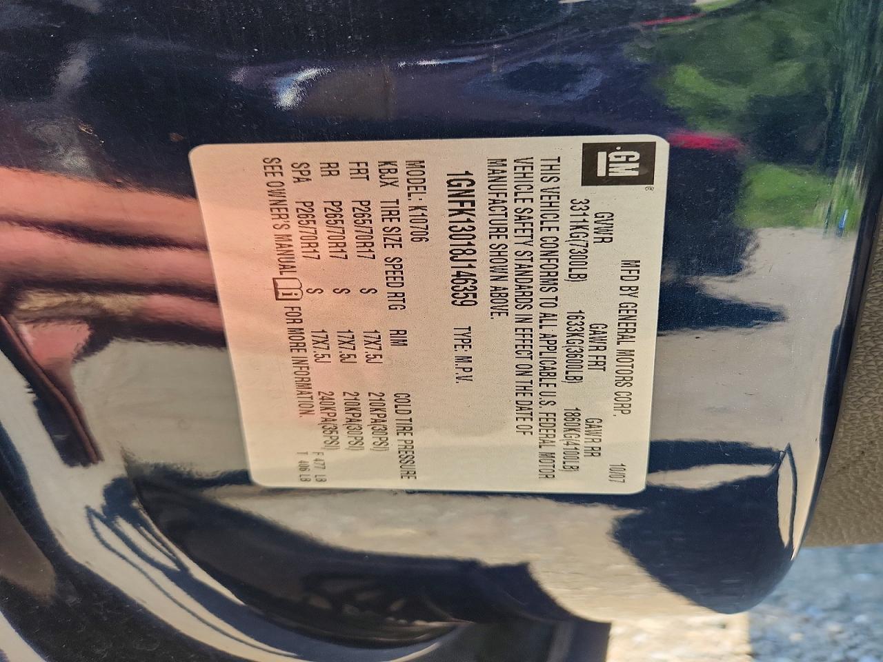 2008 Chevrolet Tahoe K1500 Blue vin: 1GNFK13018J146359