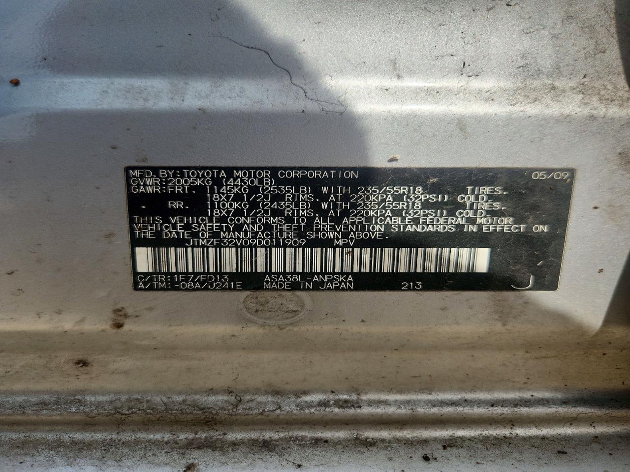 2009 Toyota Rav4 Sport Silver vin: JTMZF32V09D011909