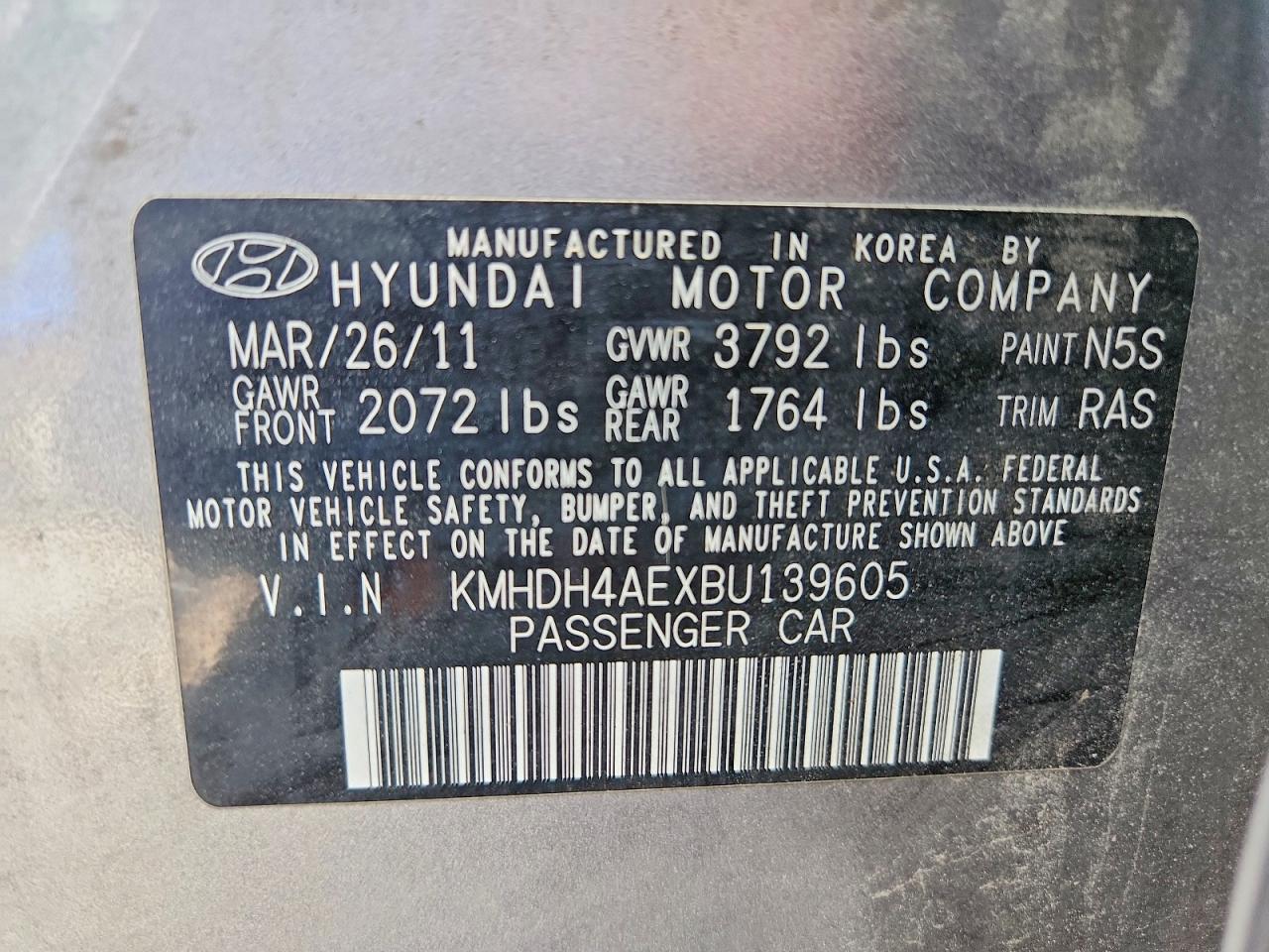 2011 Hyundai Elantra Gls Silver vin: KMHDH4AEXBU139605