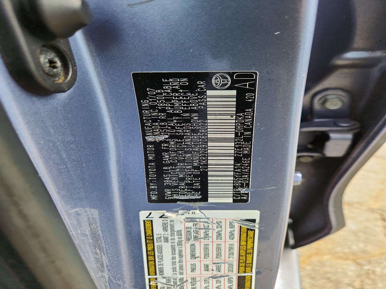 2007 Toyota Corolla Matrix Xr Blue vin: 2T1KR32E97C658022