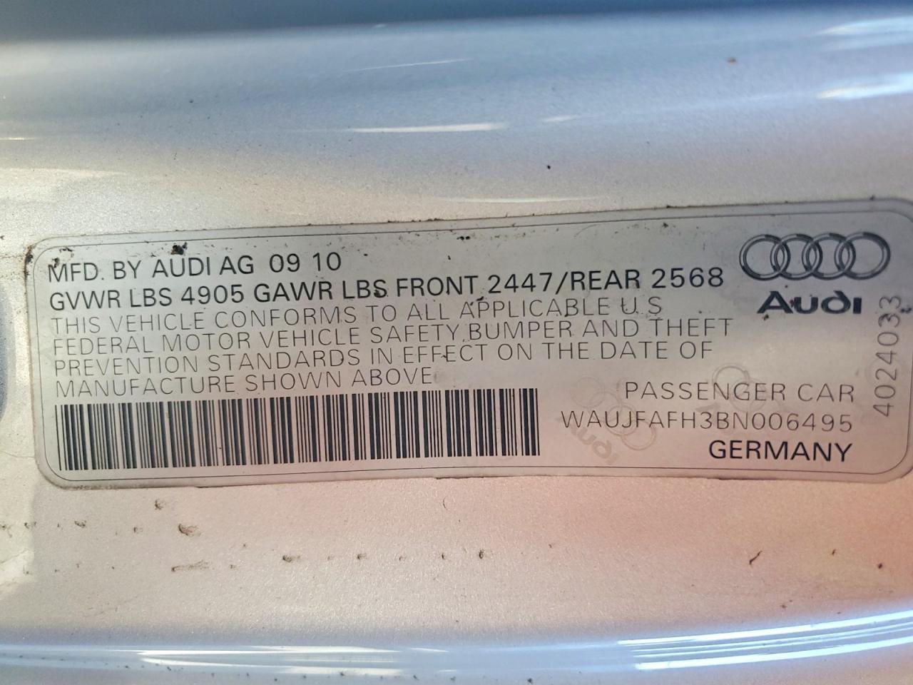 2011 Audi A5 Premium Plus Silver vin: WAUJFAFH3BN006495