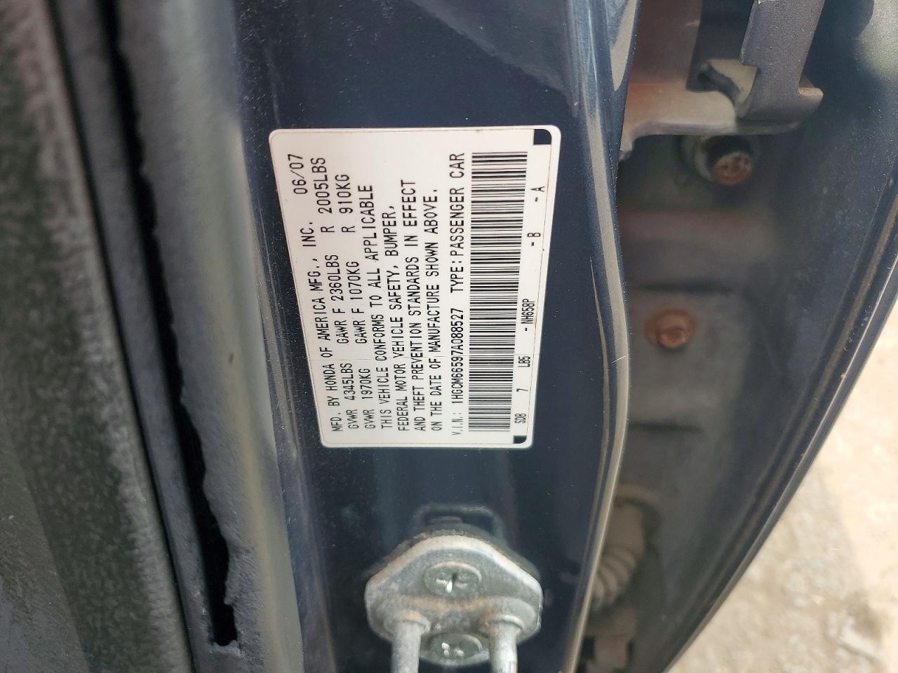 2007 Honda Accord Ex Gray vin: 1HGCM66597A088527