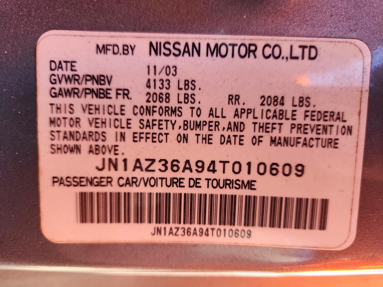 2004 Nissan 350z Roadster Серебряный vin: JN1AZ36A94T010609