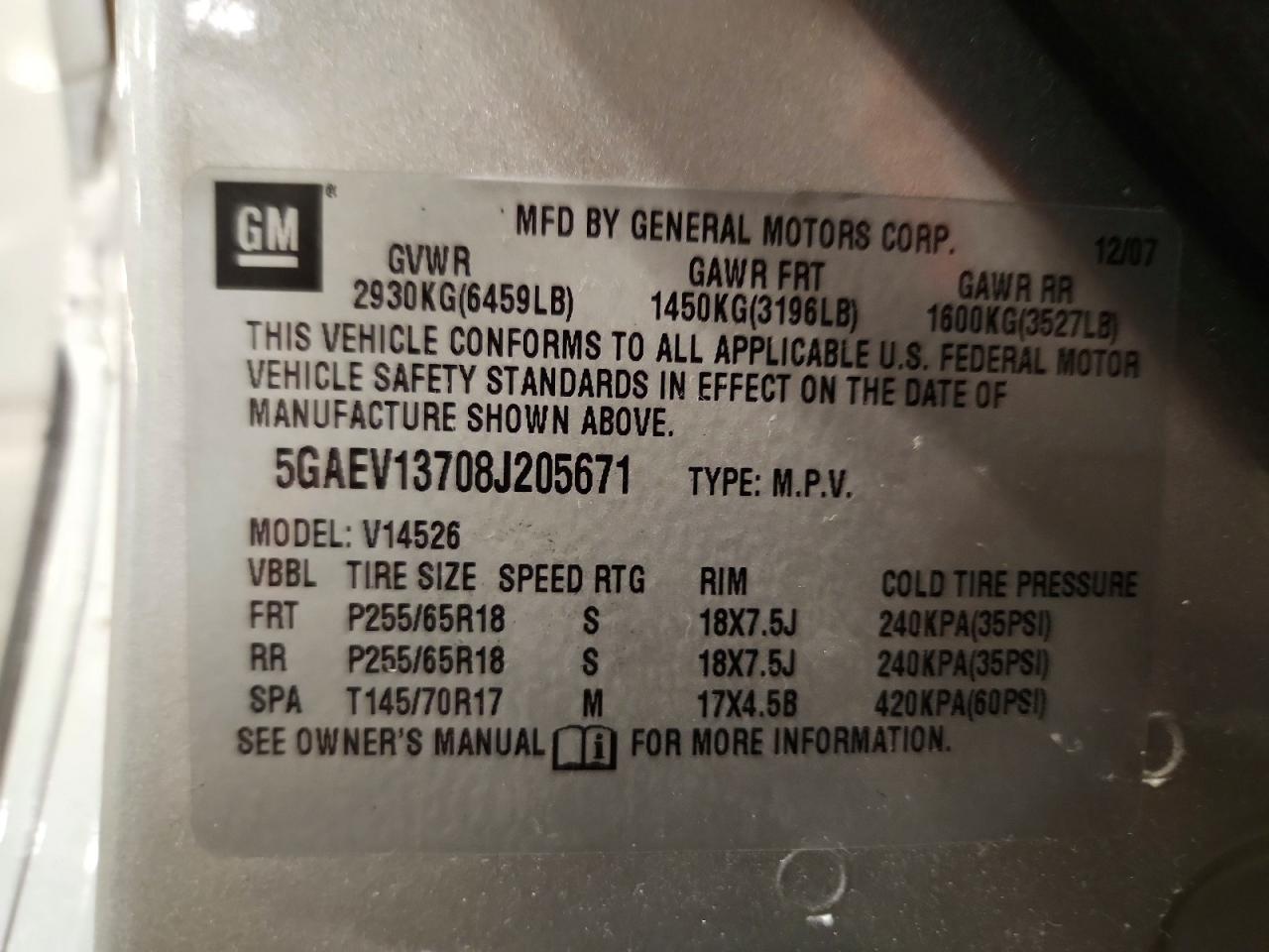 2008 Buick Enclave Cx Silver vin: 5GAEV13708J205671