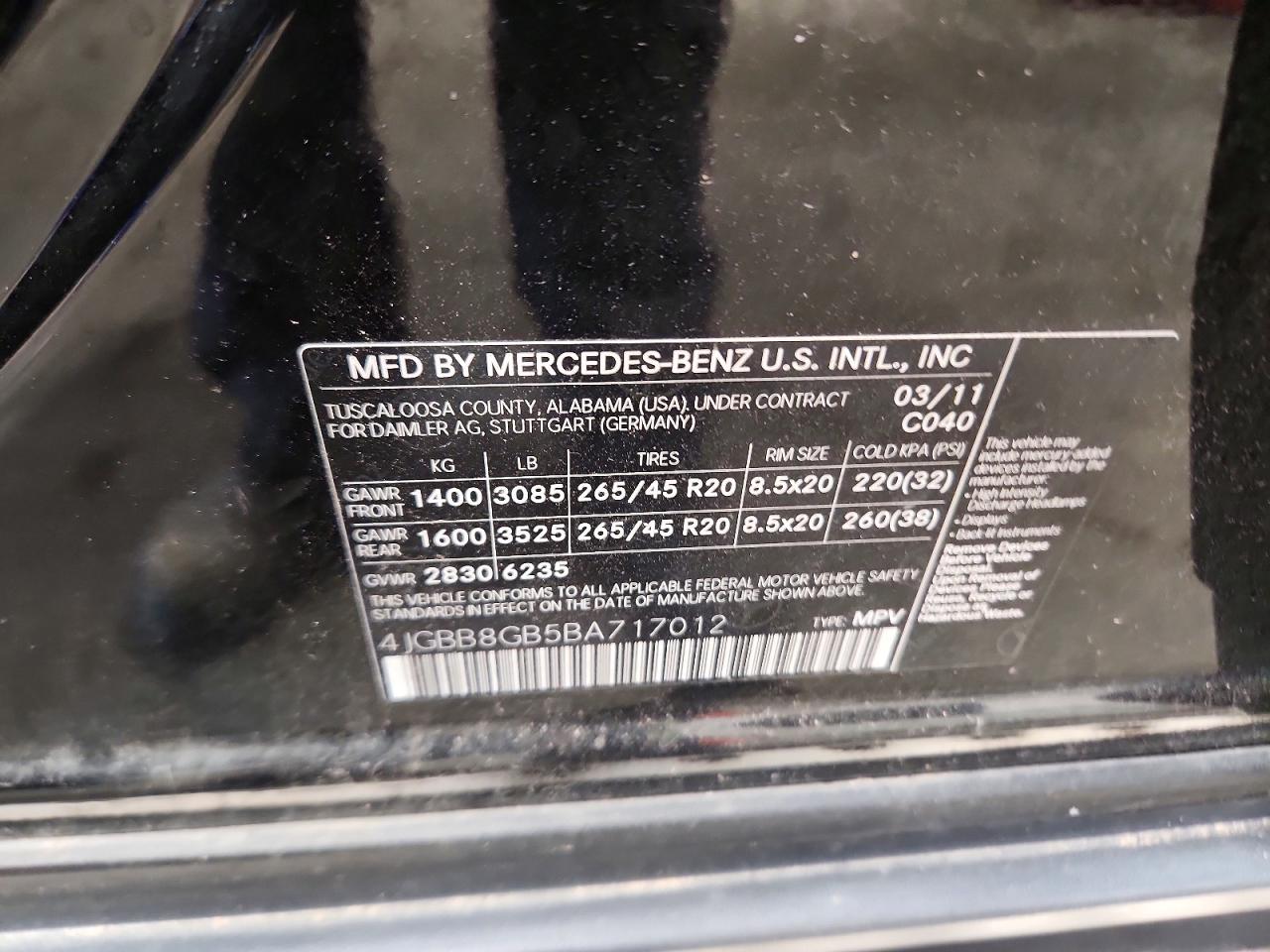 2011 Mercedes-benz Ml 350 4matic Black vin: 4JGBB8GB5BA717012