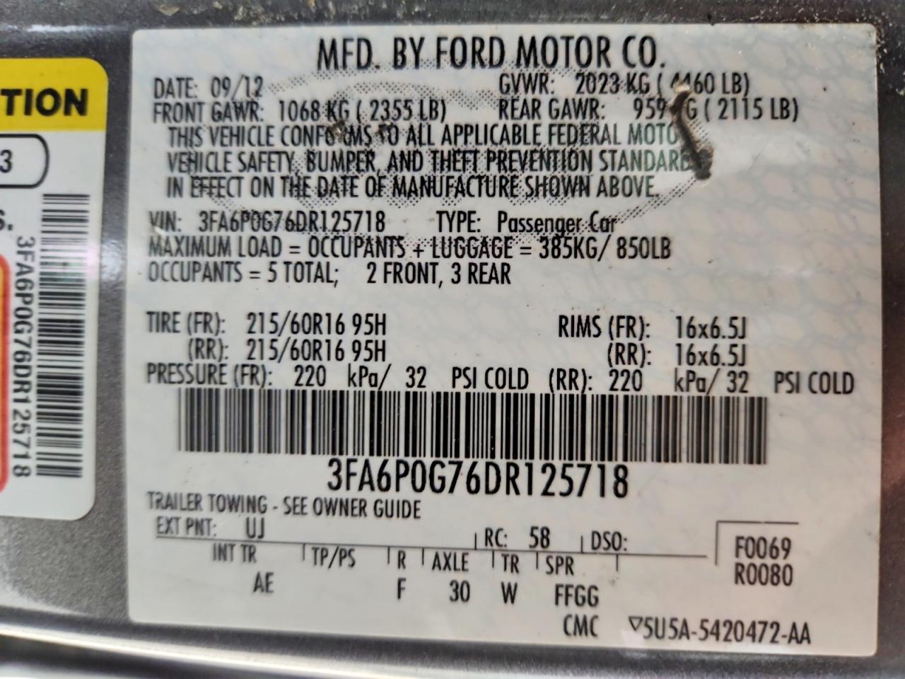 2013 Ford Fusion 4d Gray vin: 3FA6P0G76DR125718