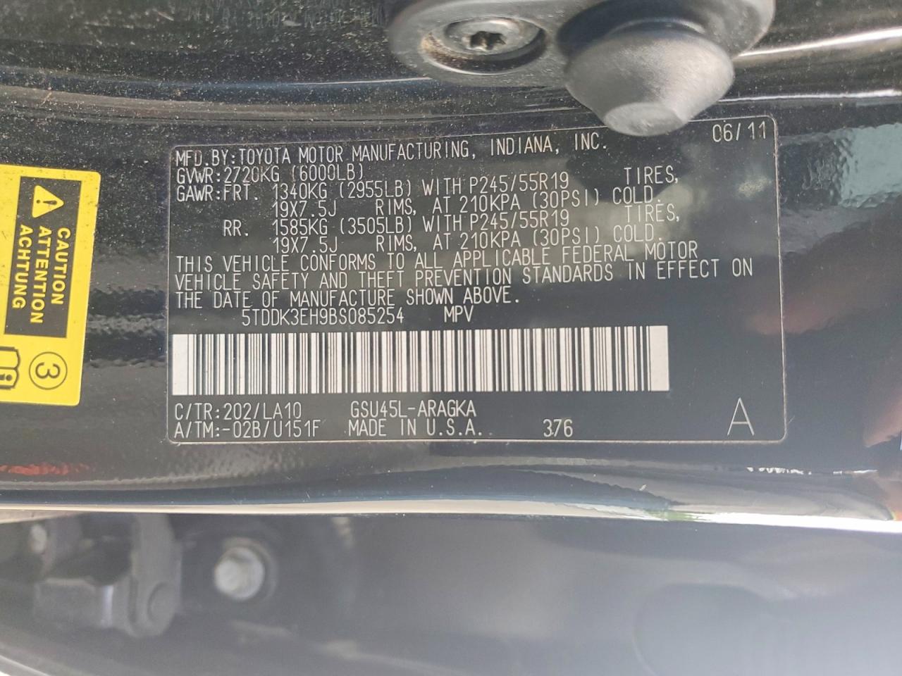 2011 Toyota Highlander Limited Black vin: 5TDDK3EH9BS085254
