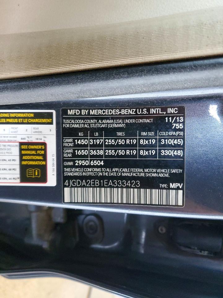2014 Mercedes-benz Ml 350 Bluetec Blue vin: 4JGDA2EB1EA333423