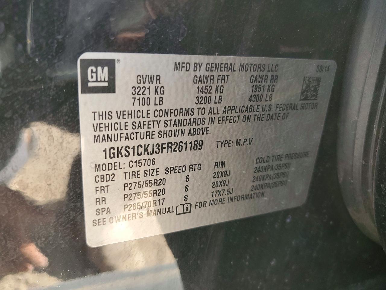 2015 Gmc Yukon Denali Black vin: 1GKS1CKJ3FR261189