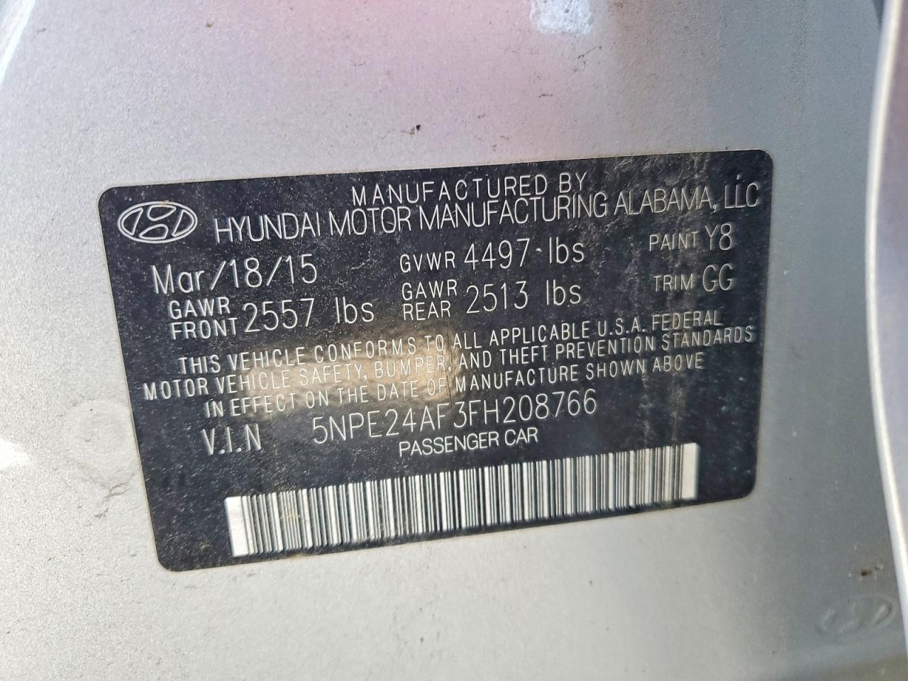 2015 Hyundai Sonata Se Silver vin: 5NPE24AF3FH208766