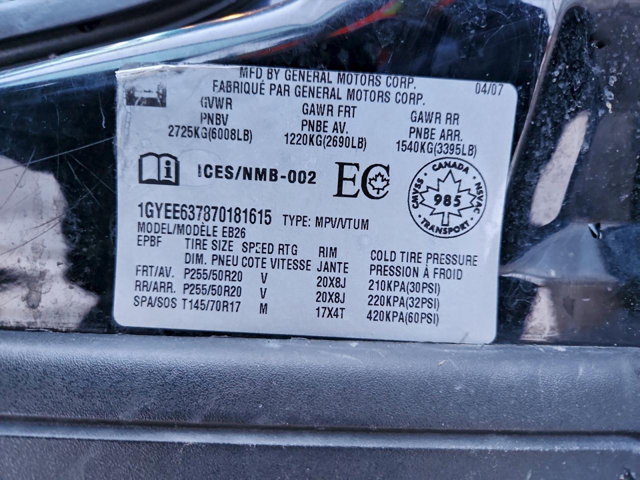 2007 Cadillac Srx Черный vin: 1GYEE637870181615