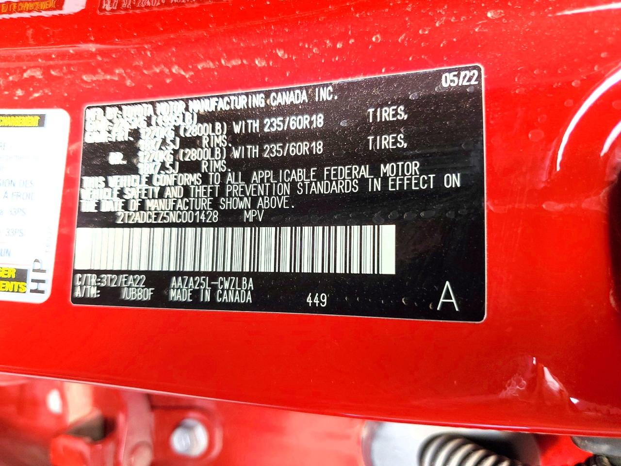 2022 Lexus Nx 250 Red vin: 2T2ADCEZ5NC001428