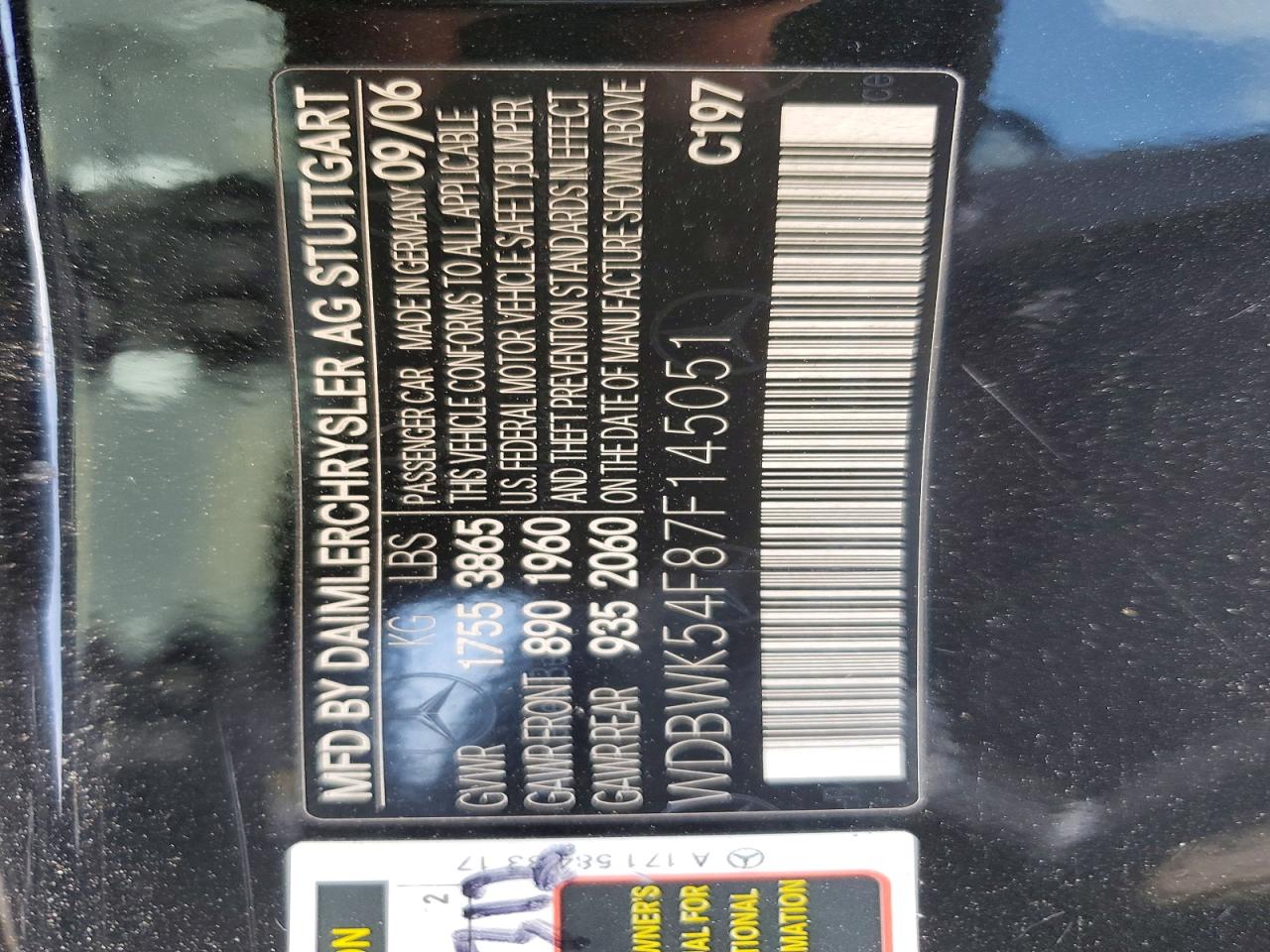 2007 Mercedes-benz Slk 280 Black vin: WDBWK54F87F145051