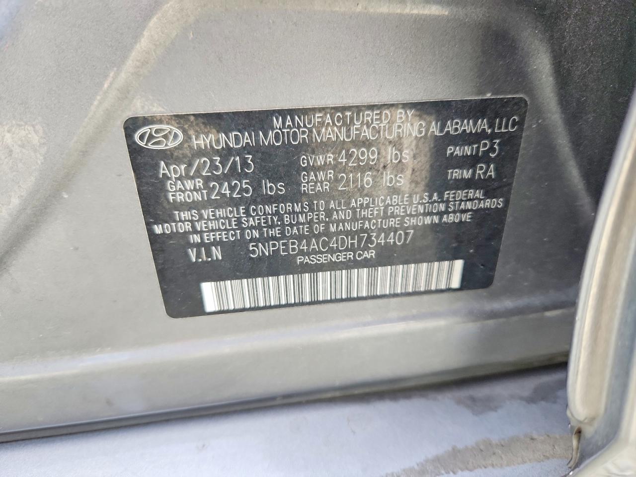 2013 Hyundai Sonata Gls Gray vin: 5NPEB4AC4DH734407