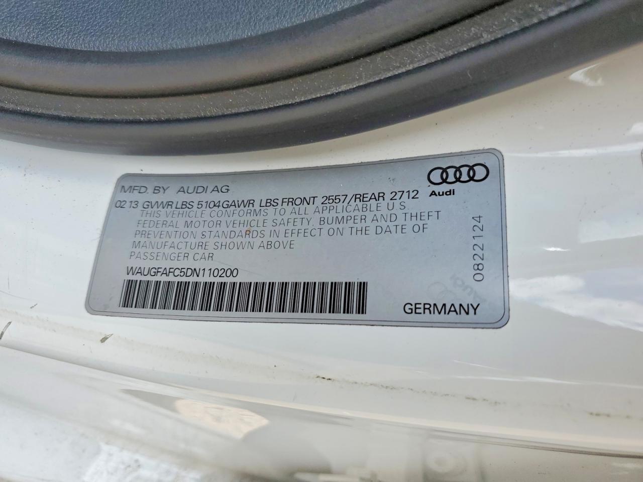 2013 Audi A6 Premium Plus White vin: WAUGFAFC5DN110200