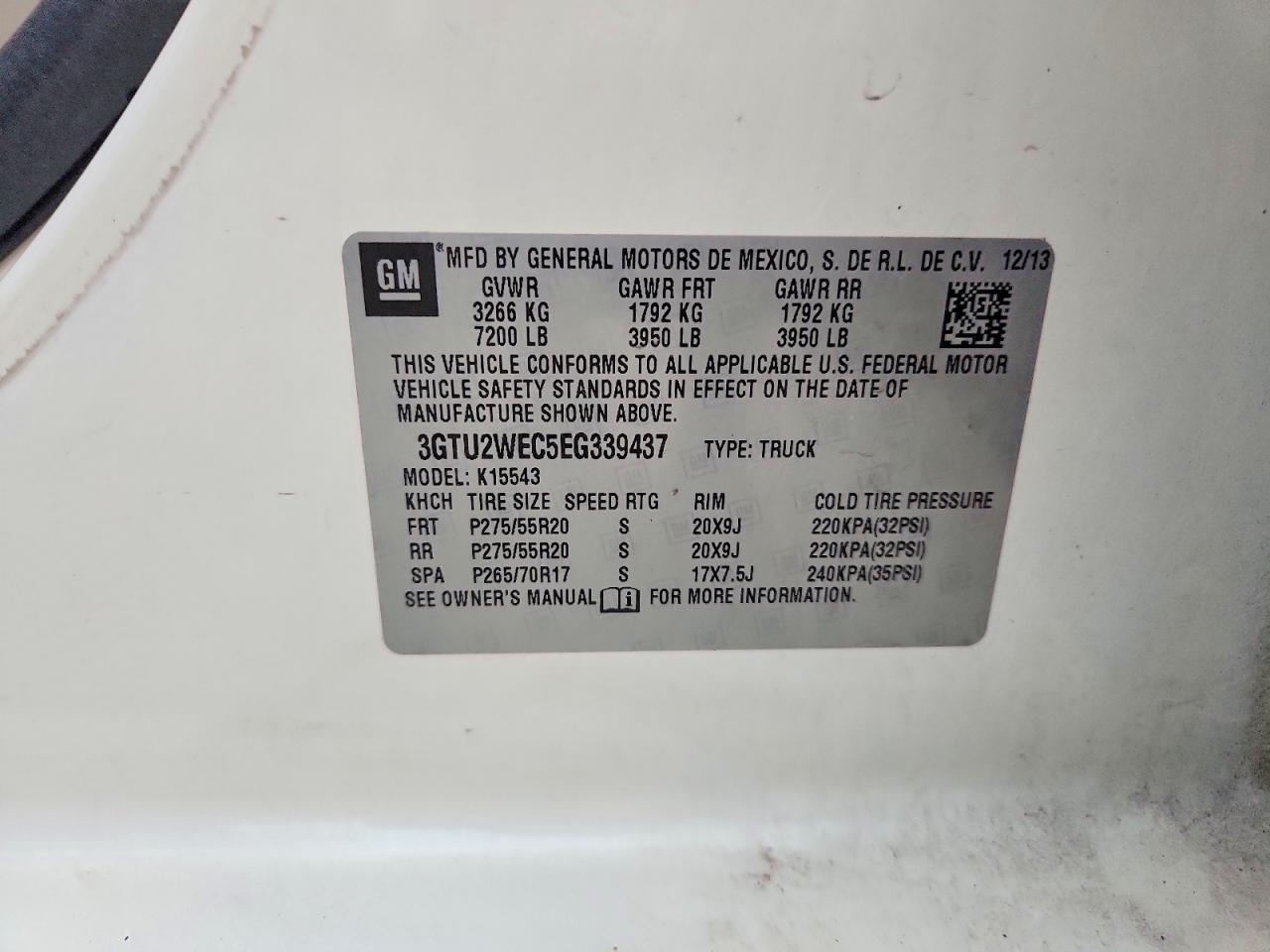 2014 Gmc Sierra K1500 Denali White vin: 3GTU2WEC5EG339437