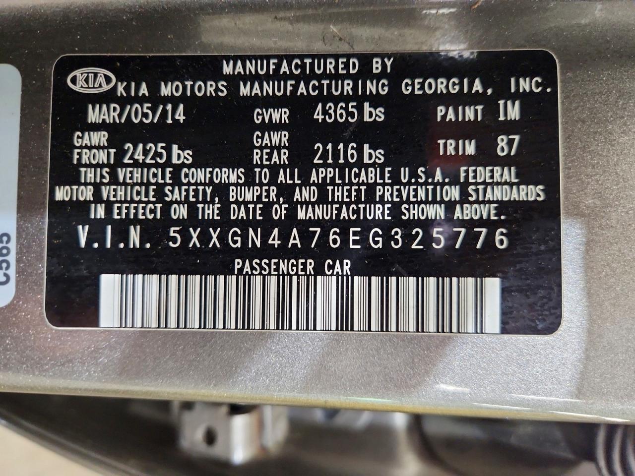 2014 Kia Optima Ex Серый vin: 5XXGN4A76EG325776