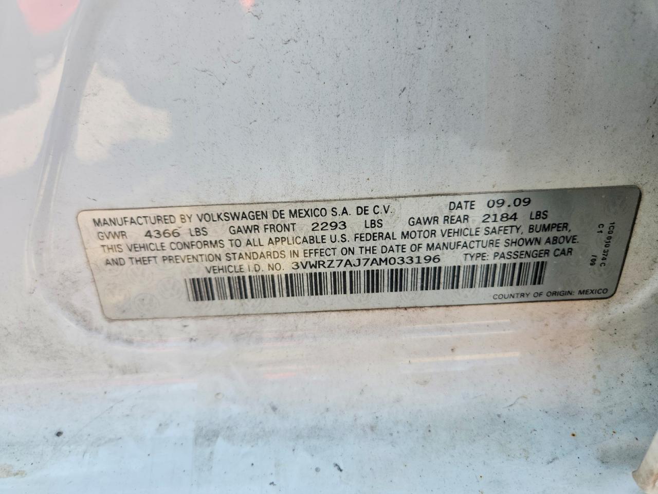 2010 Volkswagen Jetta Se White vin: 3VWRZ7AJ7AM033196