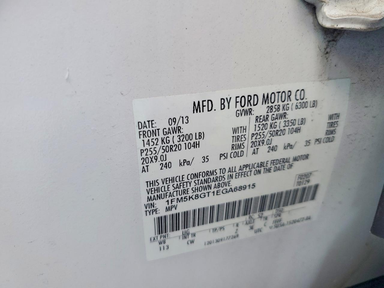 2014 Ford Explorer Sport Белый vin: 1FM5K8GT1EGA68915
