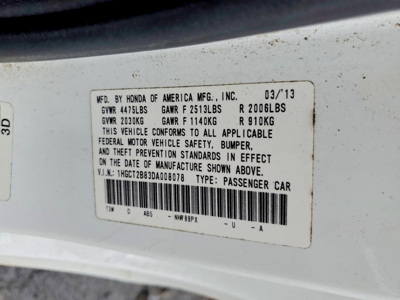 2013 Honda Accord Exl White vin: 1HGCT2B83DA008078