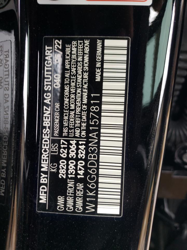 2022 Mercedes-benz S 500 4matic Черный vin: W1K6G6DB3NA157811