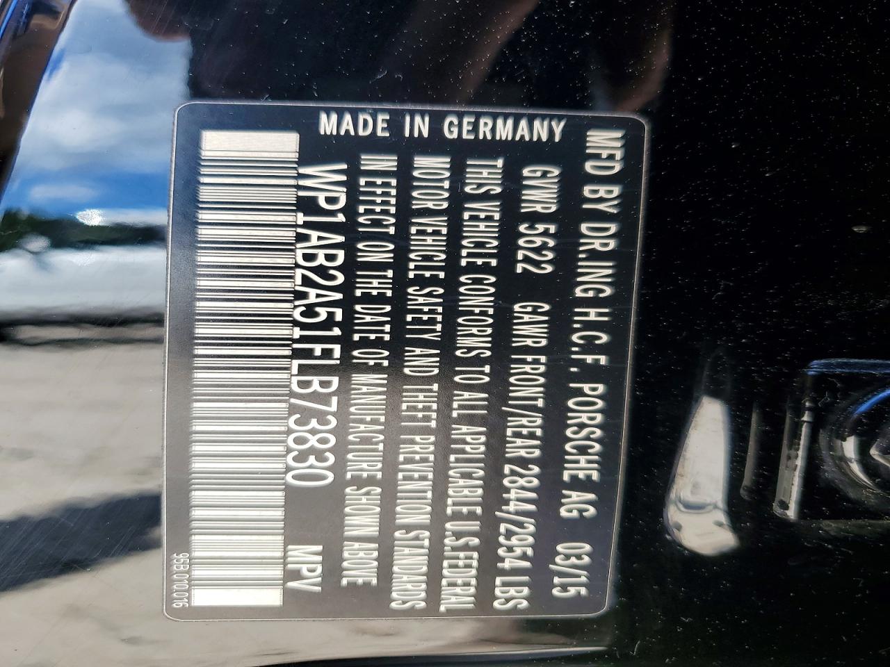 2015 Porsche Macan S Black vin: WP1AB2A51FLB73830