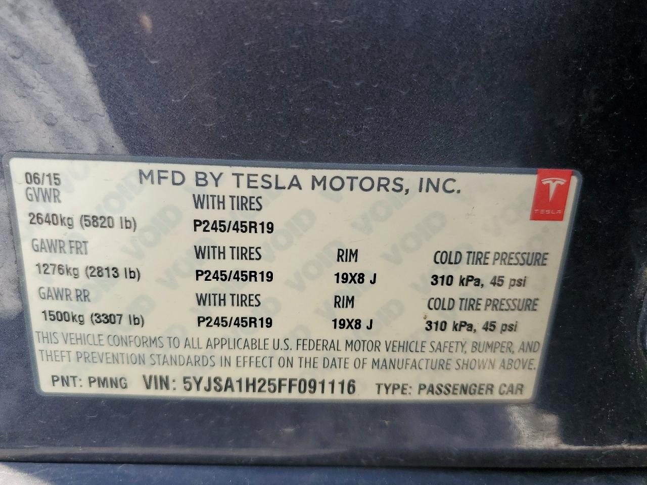 2015 Tesla Model S 85d Gray vin: 5YJSA1H25FF091116