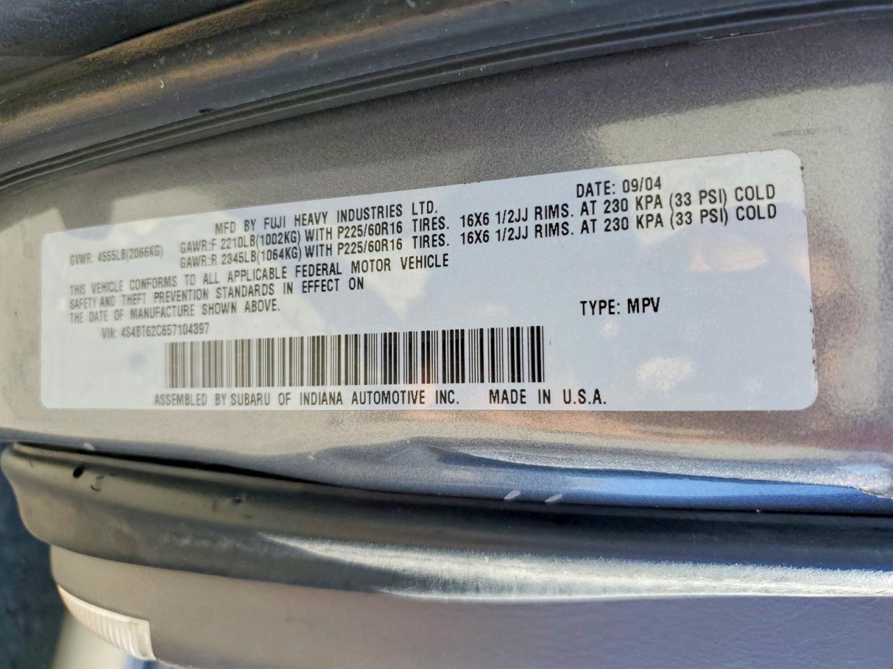 2005 Subaru Baja Sport Серый vin: 4S4BT62C657104397