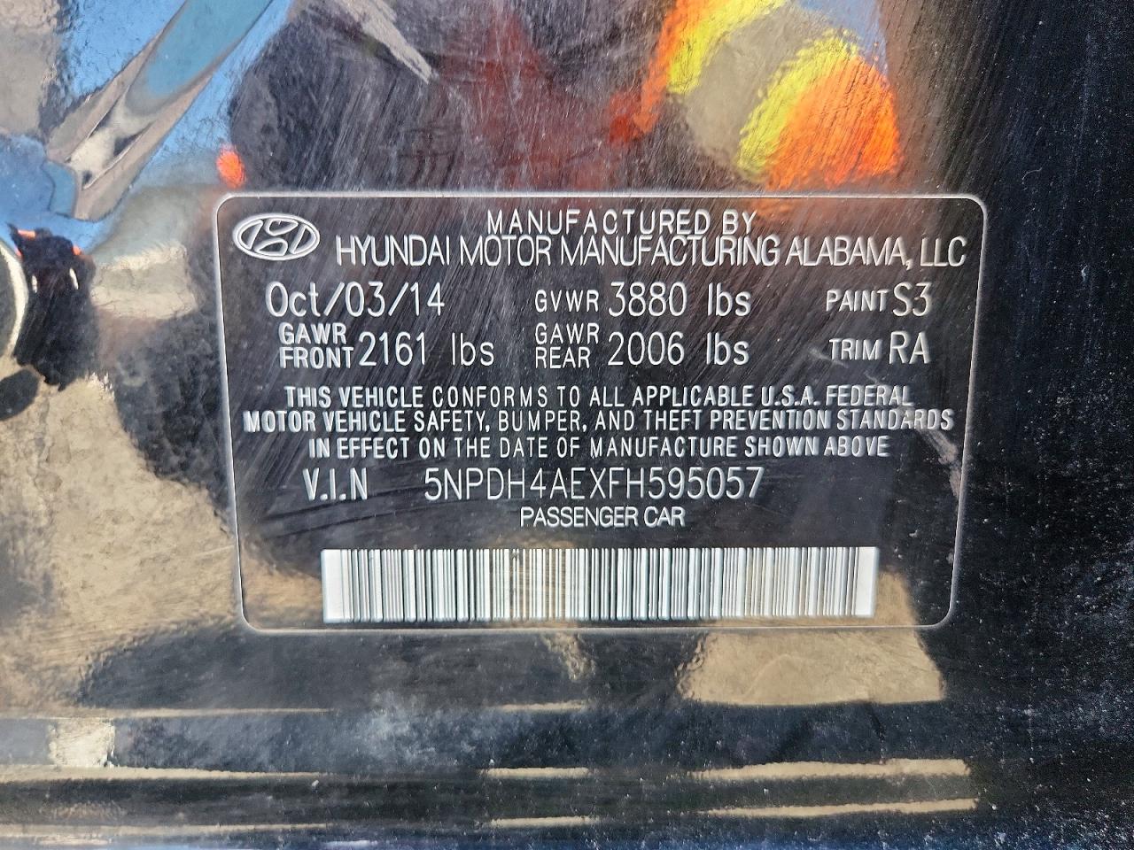 2015 Hyundai Elantra Se Black vin: 5NPDH4AEXFH595057