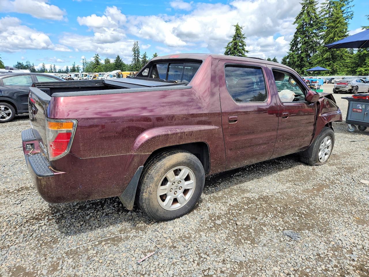 2007 Honda Ridgeline Rtl Maroon vin: 2HJYK16527H003442