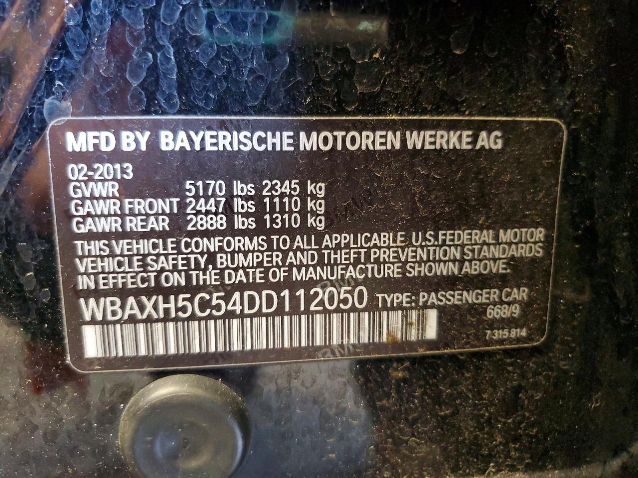 2013 Bmw 528 Xi Black vin: WBAXH5C54DD112050