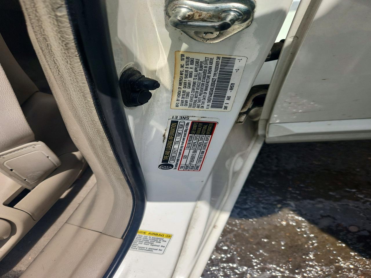 2009 Honda Civic Gx White vin: 1HGFA46549L000422