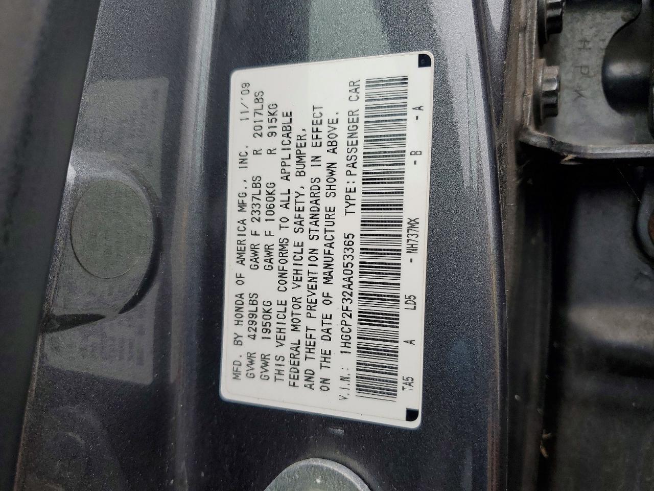 2010 Honda Accord Lx Gray vin: 1HGCP2F32AA053365