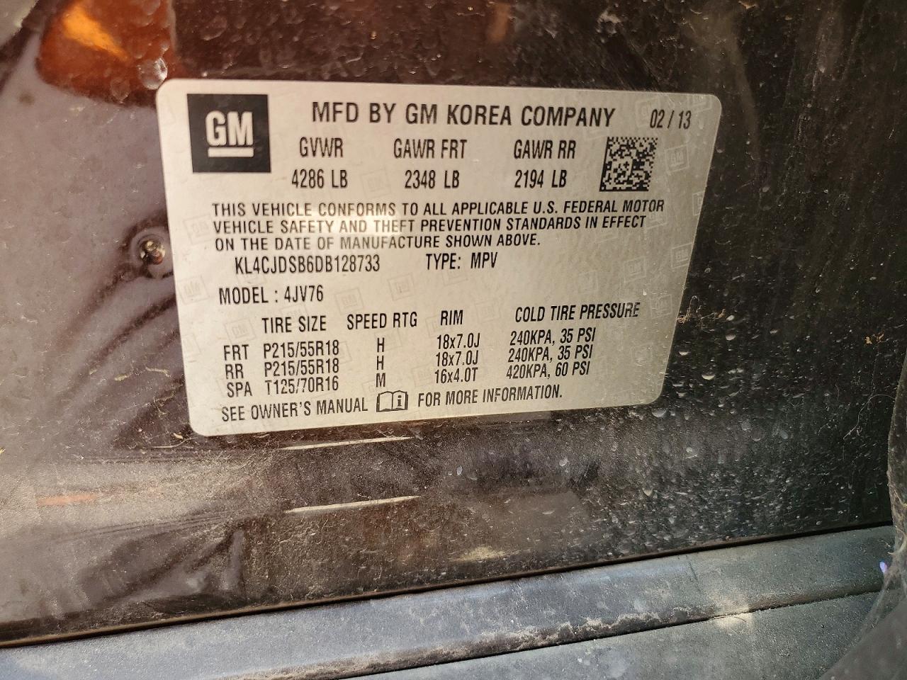 2013 Buick Encore Premium Коричневый vin: KL4CJDSB6DB128733