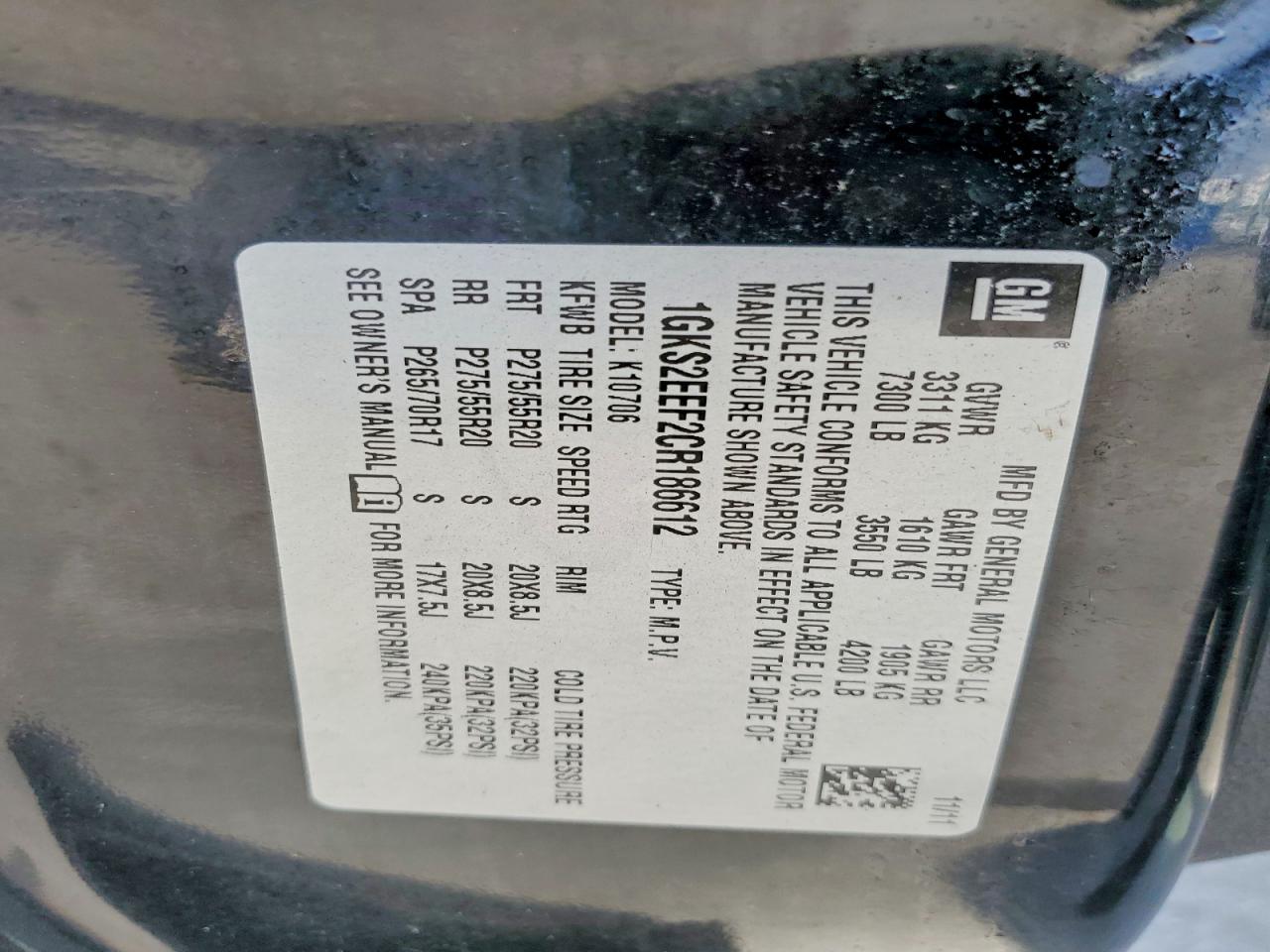 2012 Gmc Yukon Denali Black vin: 1GKS2EEF2CR186612