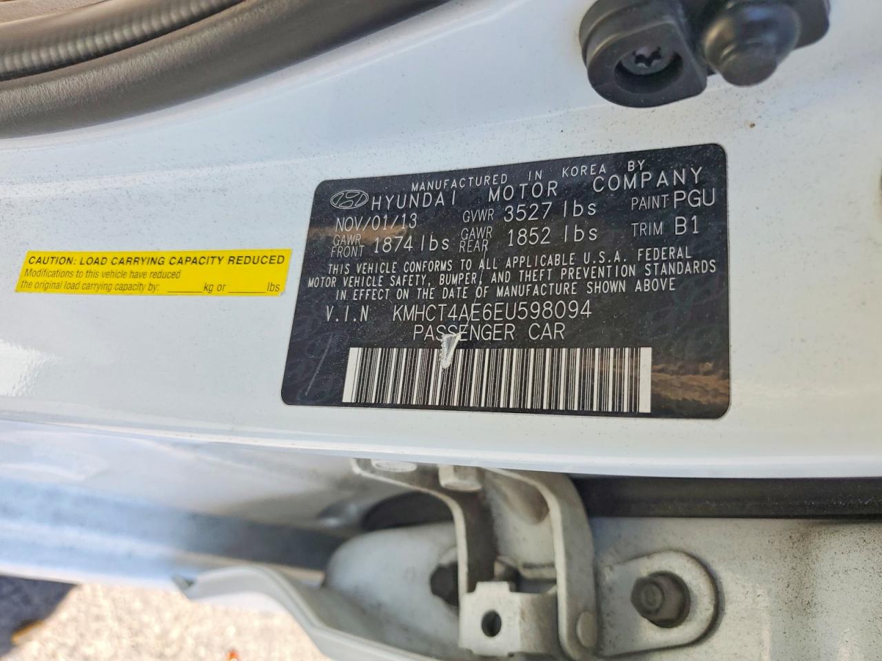 2014 Hyundai Accent Gls White vin: KMHCT4AE6EU598094
