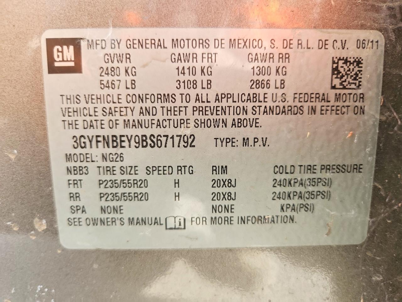2011 Cadillac Srx Performance Collection Gray vin: 3GYFNBEY9BS671792