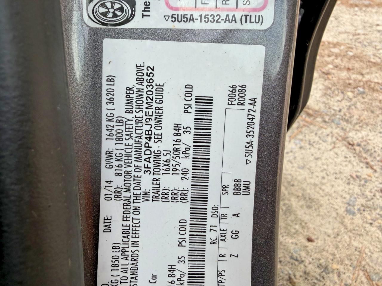 2014 Ford Feista 4s Gray vin: 3FADP4BJ9EM203652
