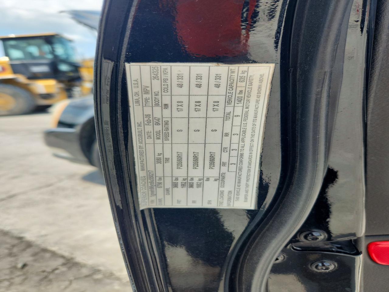 2006 Cadillac Professional Chassis Black vin: 1GEEH96YX6U550217